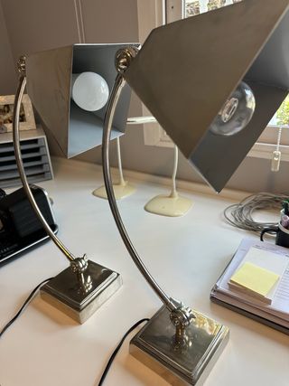 Conjunto Lámparas de escritorio metálica plateada