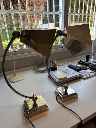 Conjunto Lámparas de escritorio metálica plateada