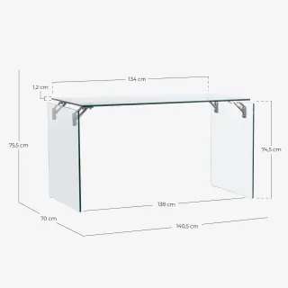 Mesa de estudio cristal 134x70 cm
