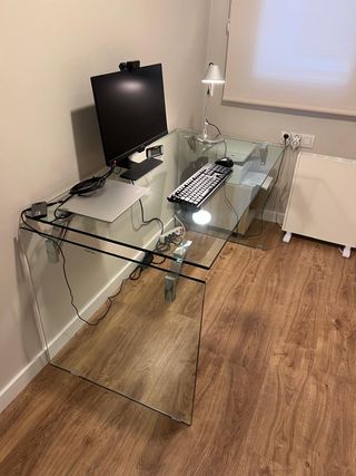 Mesa de estudio cristal 134x70 cm