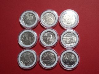 9 MONEDAS CONMEMORATIVAS DE 50 Ptas. VARIOS AÑOS