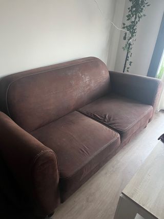 Sofá 2 plazas marrón tela