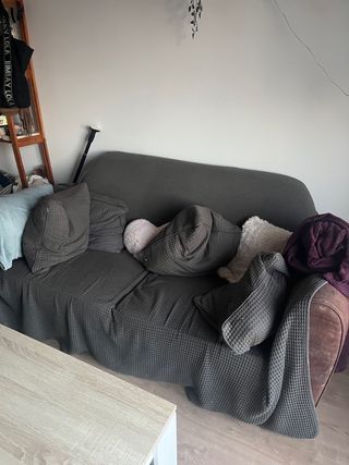 Sofá 2 plazas marrón tela