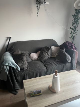 Sofá 2 plazas marrón tela