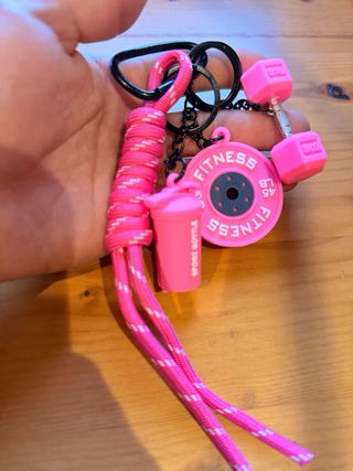 NUEVO Llavero Fitness Mancuerna Disco Shaker Rosa