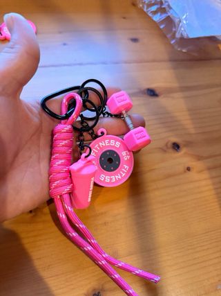 NUEVO Llavero Fitness Mancuerna Disco Shaker Rosa