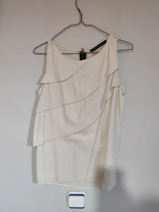Top Zara Beige Talla XS Mujer Cremallera