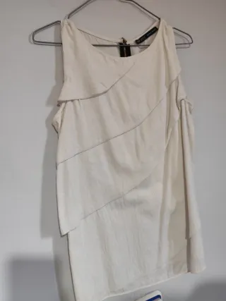 Top Zara Beige Talla XS Mujer Cremallera