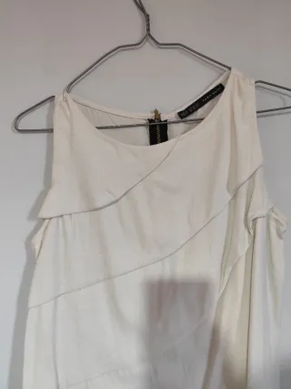 Top Zara Beige Talla XS Mujer Cremallera