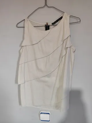 Top Zara Beige Talla XS Mujer Cremallera