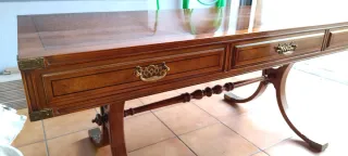 Mesa Escritorio Estilo Inglés Madera y Metal