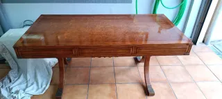 Mesa Escritorio Estilo Inglés Madera y Metal