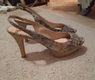 Zapatos de tacón Peep Toe Animal Print