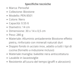 Tegamino Antiaderente Biostone 1 Maniglia