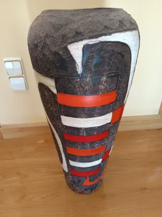 Jarrón Cerámica Diseño Étnico Multicolor
