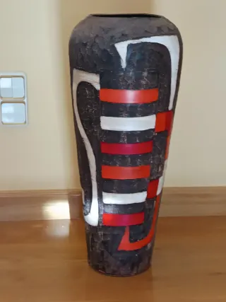 Jarrón Cerámica Diseño Étnico Multicolor