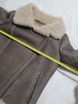 Chaqueta Biker Piel Zara Marrón Talla XS