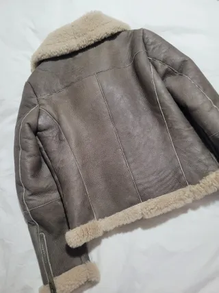 Chaqueta Biker Piel Zara Marrón Talla XS