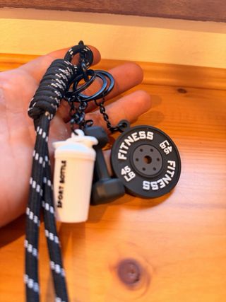 NUEVO Llavero Mancuerna, Disco y Botella Fitness