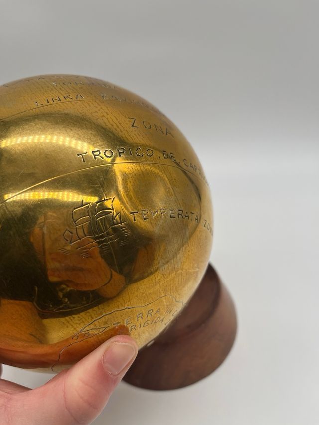 Globo Terraqueo Laton Antiguo