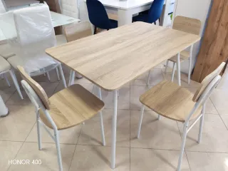 Tavolo e 4 Sedie Cucina Legno e Metallo