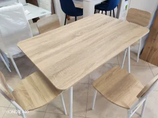 Tavolo e 4 Sedie Cucina Legno e Metallo