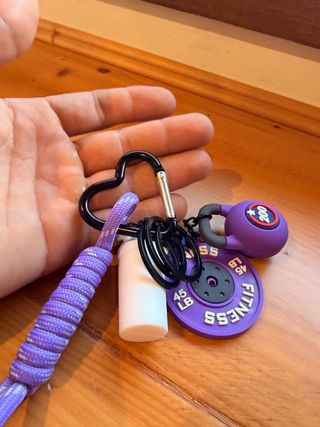 Nuovo Set Portachiavi Manubri Disco Shaker Viola