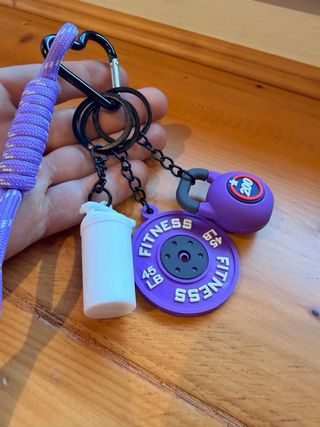 Nuovo Set Portachiavi Manubri Disco Shaker Viola