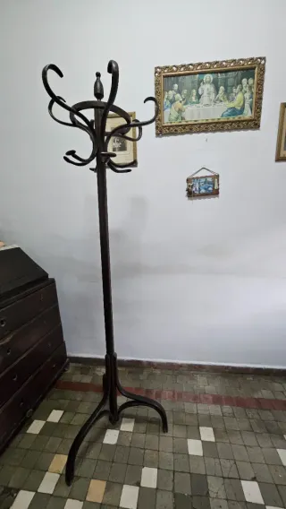 Perchero Antiguo Madera y Metal