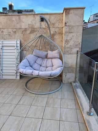 Sofá balancín doble tela y metal