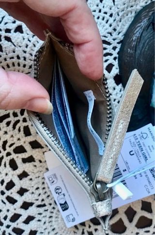 Monedero piel metalizado Mango