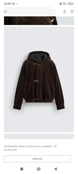 Chaqueta de pana Zara con capucha