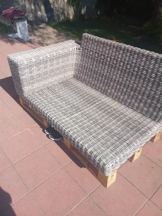 Sofá exterior mimbre gris