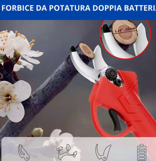 Forbici Cesoia Potatura + 2 Batterie + FARO 3000