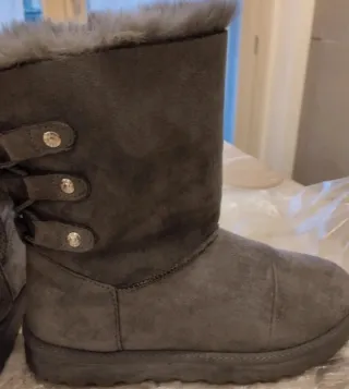 Stivaletti grigi con pelliccia nessuna marca