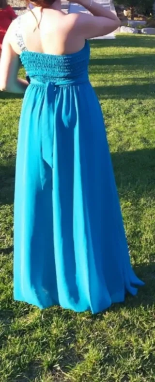 Vestido largo turquesa