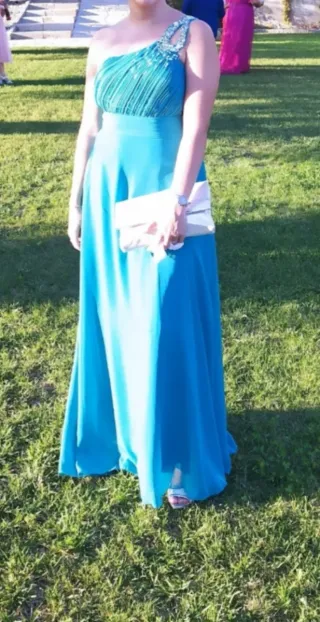 Vestido largo turquesa