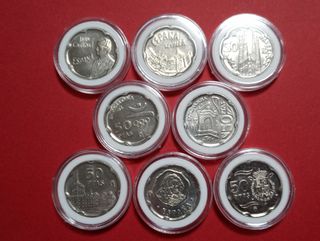 8 MONEDAS CONMEMORATIVAS DE 50 Ptas. VARIOS AÑOS