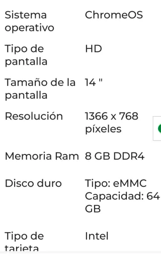 Acer Chromebook Spin 314 pantalla táctil 8GB/64GB