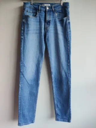 Pantalón Vaquero Pitillo Zara Hombre Azul