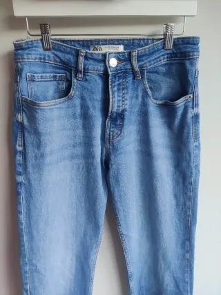 Pantalón Vaquero Pitillo Zara Hombre Azul