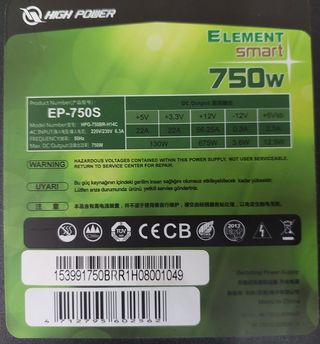 Fuente Alimentación High Power EP-750S 750W ATX