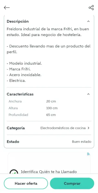 Freidora industrial frifri