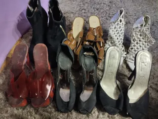 Lote 14 pares Zapatos Mujer Negro y Rojo números 3