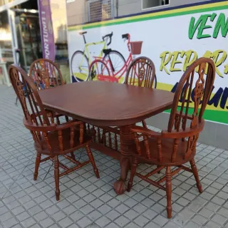 Mesa de madera rústica clasica ingles / colonial