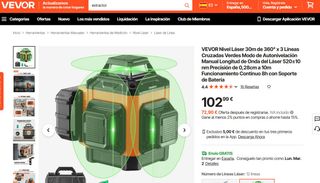 VEVOR Nivel Láser 30m de 360  x 3 Líneas Cruzadas