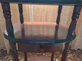 Comodino ausiliario in legno e vetro