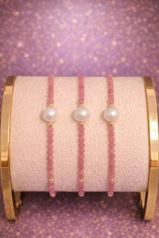 Pulsera Plata 925 Turmalina Rosa Perla