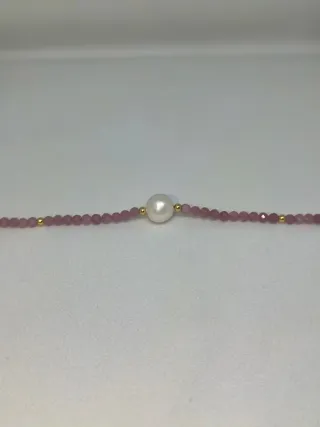 Pulsera Plata 925 Turmalina Rosa Perla