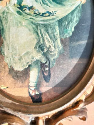 Quadretto vintage barocco con dipinto 28x16